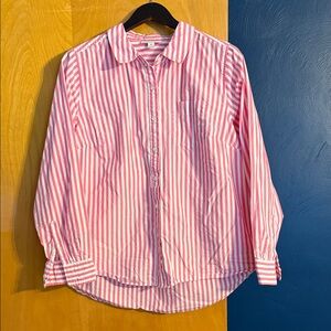 Women's Pink Striped Button Down Shirt